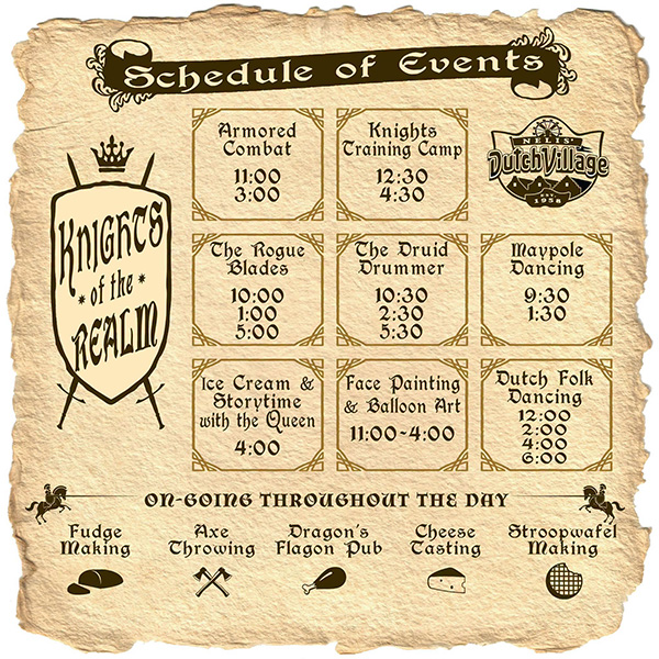 Daily Schedule for 2026 Knights of the Realm