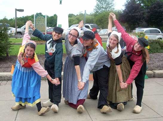 Friendly step-on guides and greeters at Dutch Village in Holland Michigan