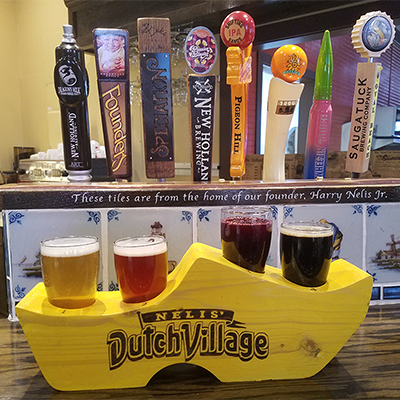 sample local craft brews at the Thirsty Dutchman Pub in Holland, MI